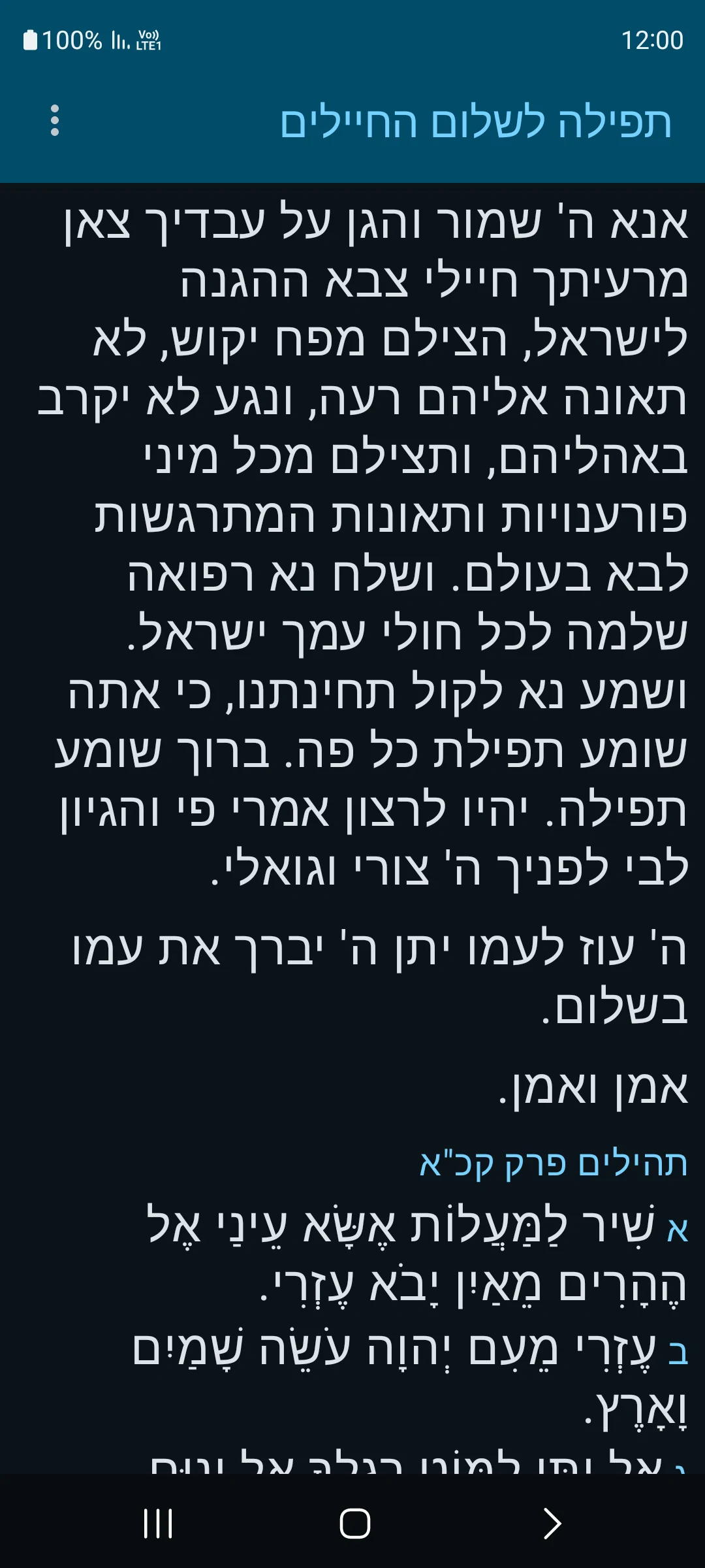תפילה לשלום החיילים screenshot